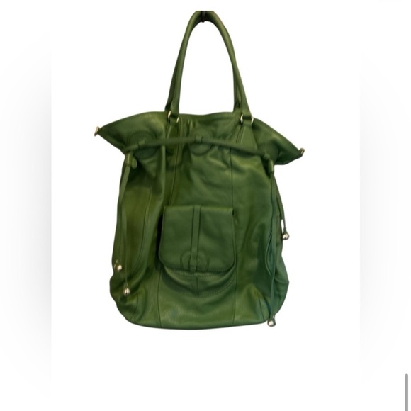 Isaac Mizrahi Vibrant Green Leather Hobo Bag - Picture 5 of 15